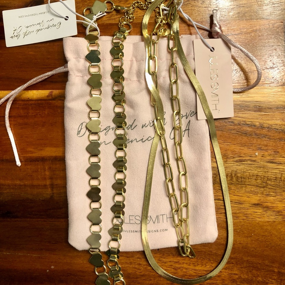 $135 Heart Chain Link Necklace & Layered Herringbone Necklace Jules Smith Beauty